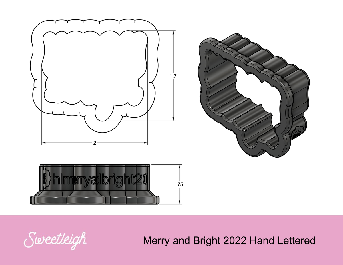 Merry &amp; Bright 2022 Hand Lettering Cookie Cutter