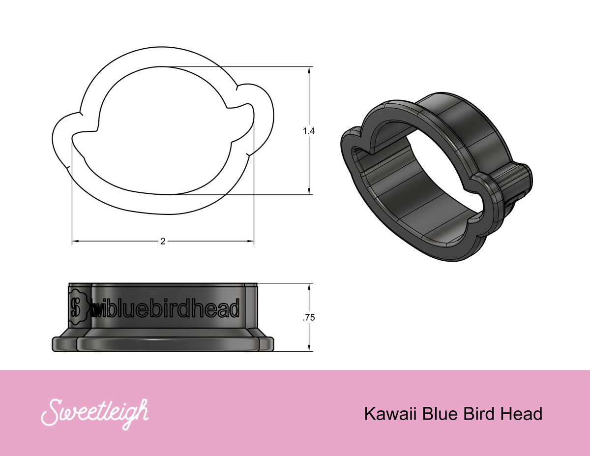 Kawaii Bluebird Face Cookie Cutter