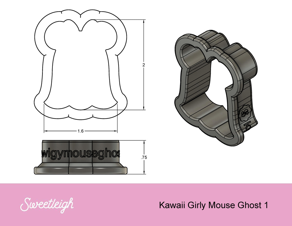 Kawaii Girly Mouse Ghost Cookie Cutter