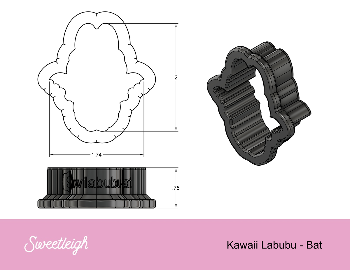 Kawaii Labubu Bat Cookie Cutter