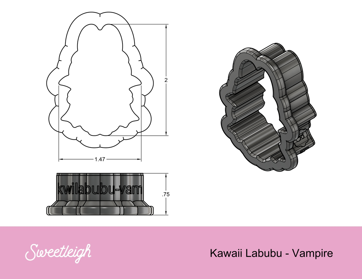 Kawaii Labubu Vampire Cookie Cutter