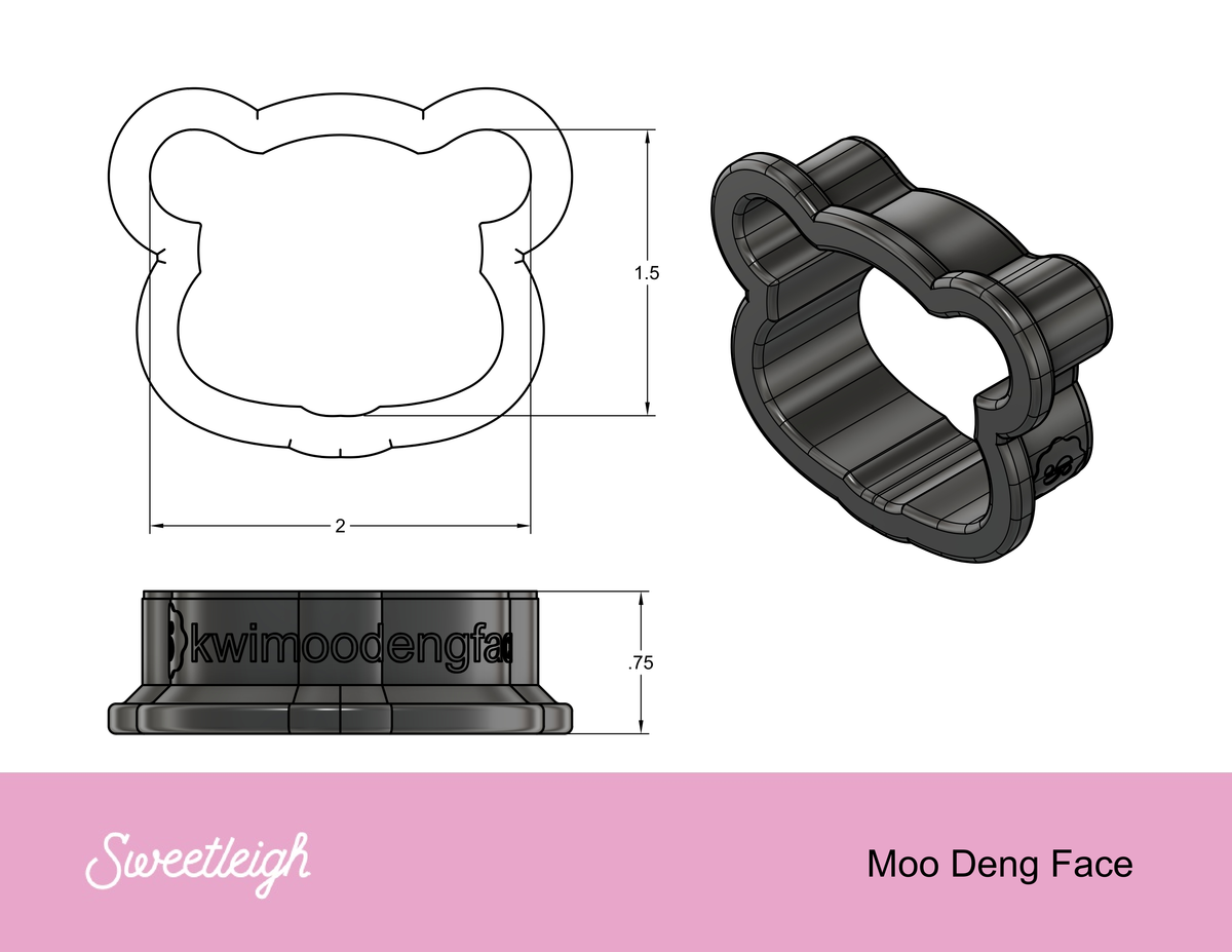 Moo Deng Face Cookie Cutter