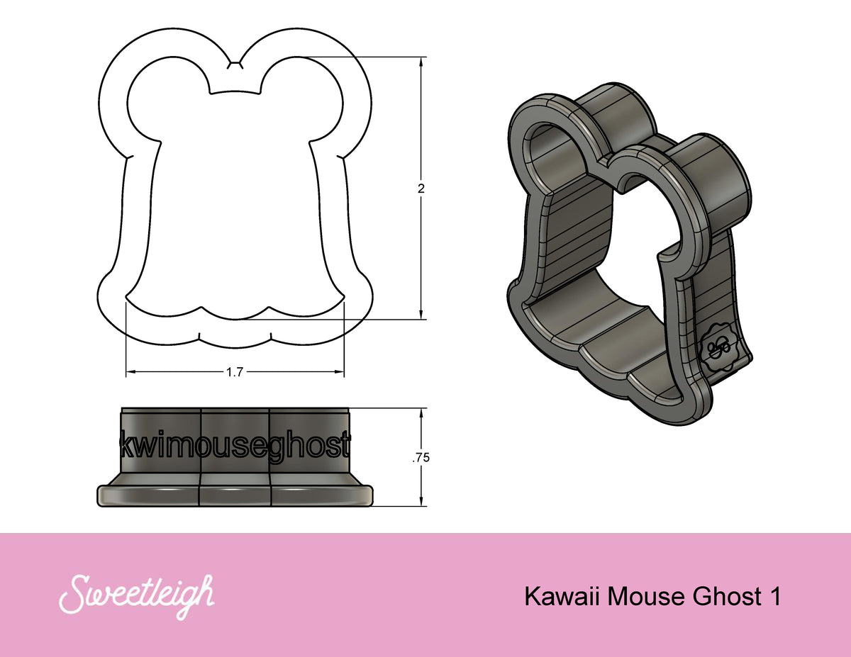Kawaii Mouse Ghost Cookie Cutter