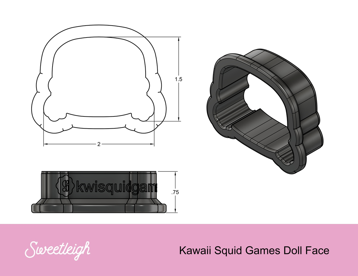 Kawaii Squid Games Doll Face Cookie Cutter