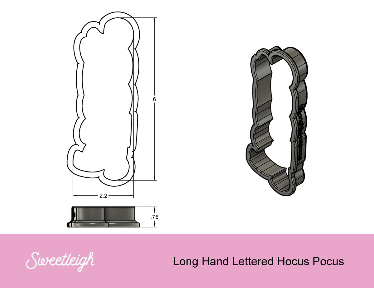 Long Hocus Pocus Hand Lettered Cookie Cutter
