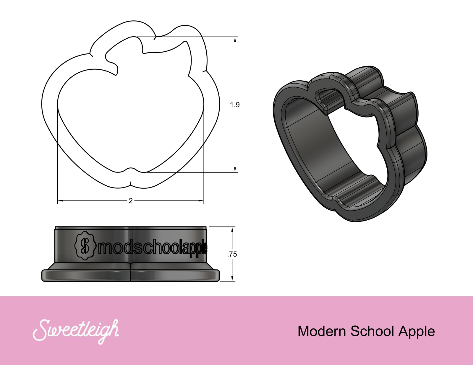 Mod School Apple Cookie Cutter - Sweetleigh 