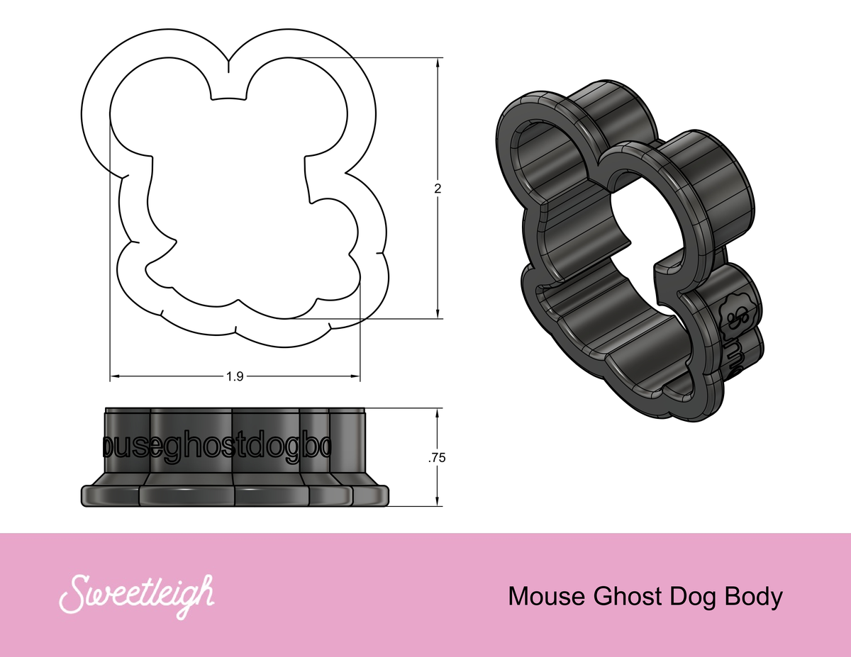 Mouse Ghost Dog Body Cookie Cutter