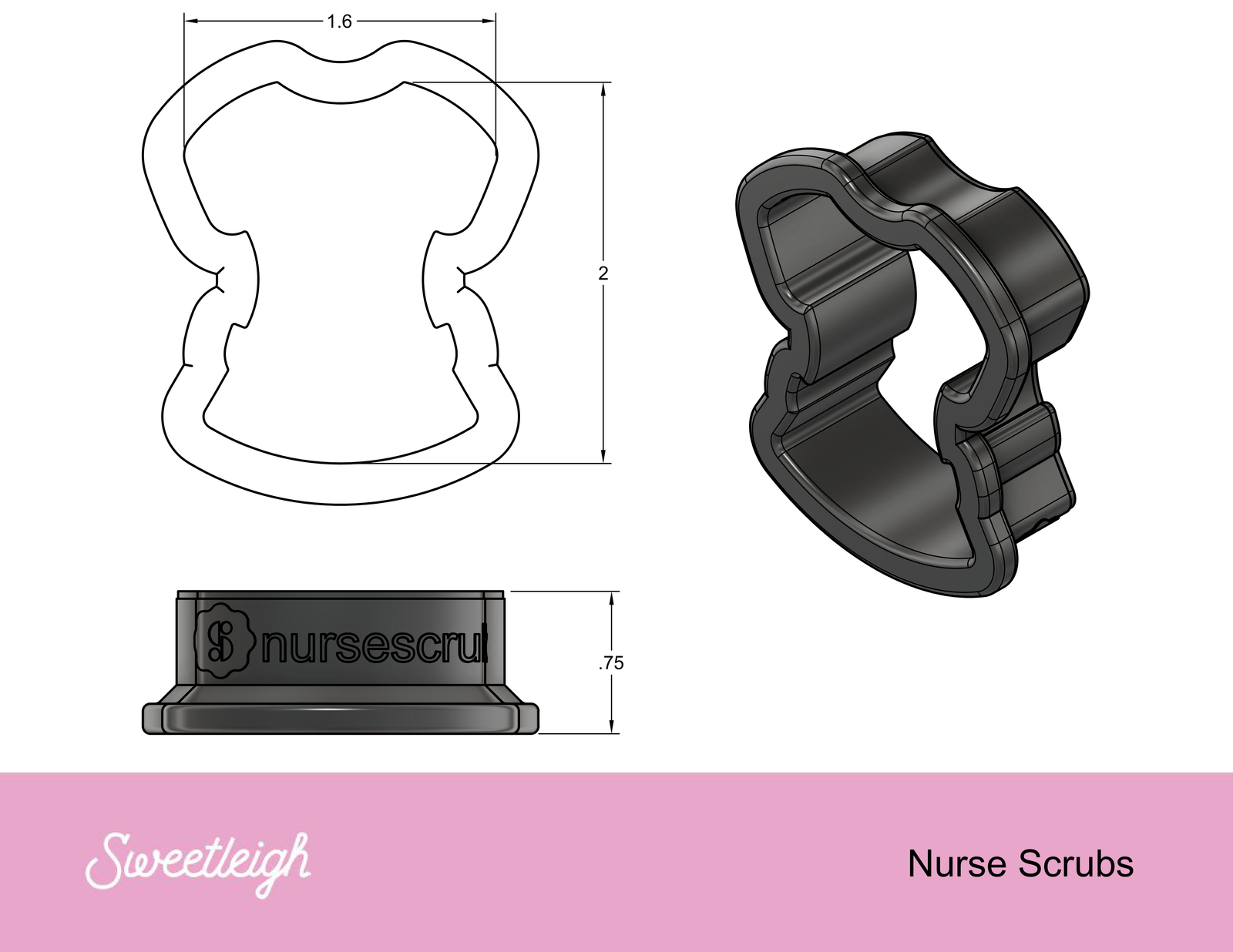 Nurse Scrubs Cookie Cutter - Sweetleigh 