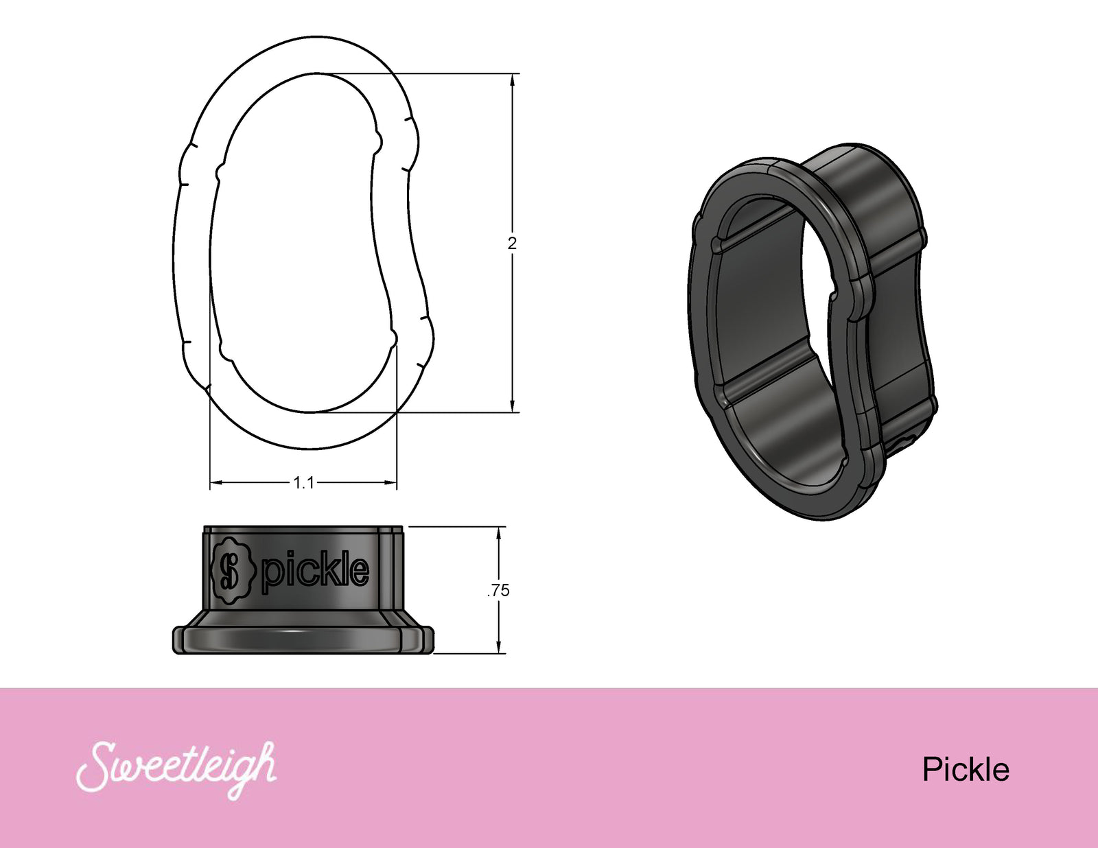 Pickle Cookie Cutter - Sweetleigh 