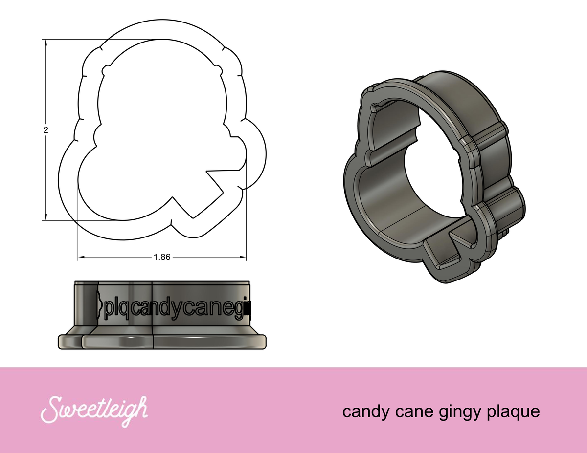 Candy Cane Gingy Plaque Cookie Cutter