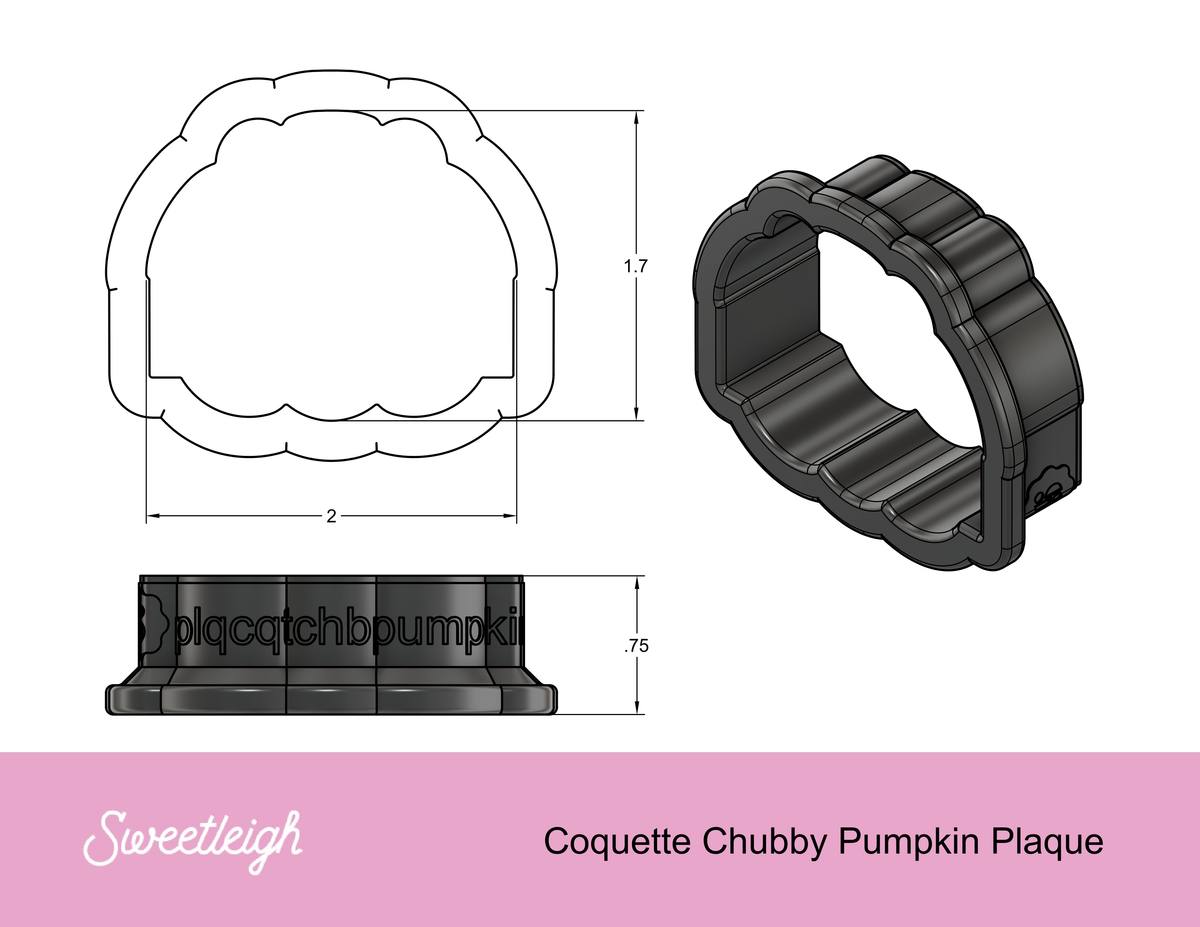 Coquette Chubby Pumpkin Plaque Cookie Cutter