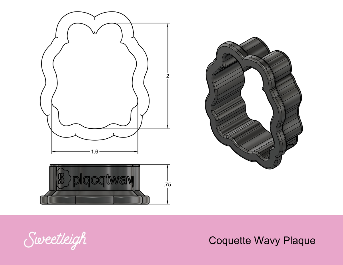 Coquette Wavy Plaque Cookie Cutter