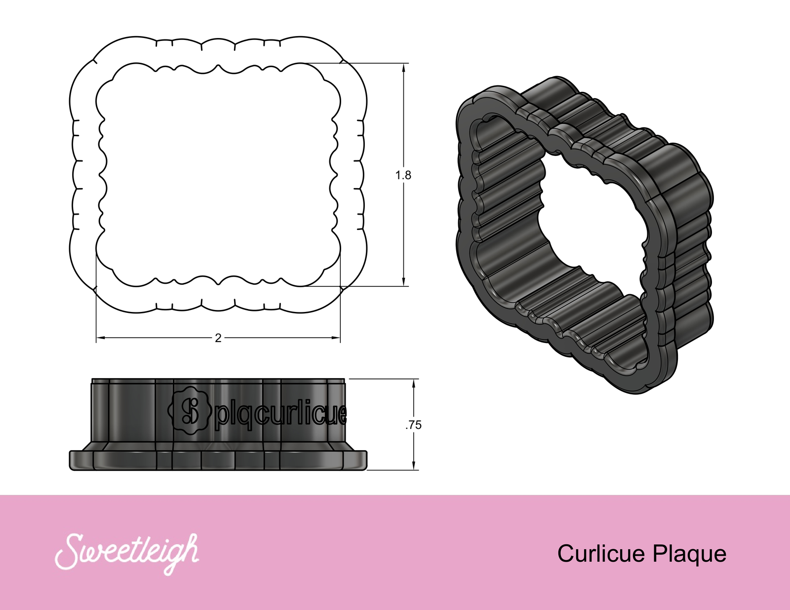 Curlicue Plaque Cookie Cutter - Sweetleigh 