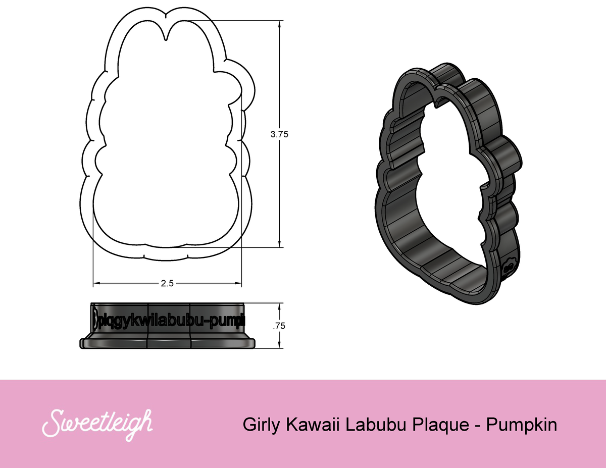 Kawaii Girly Labubu Pumpkin Plaque Cookie Cutter