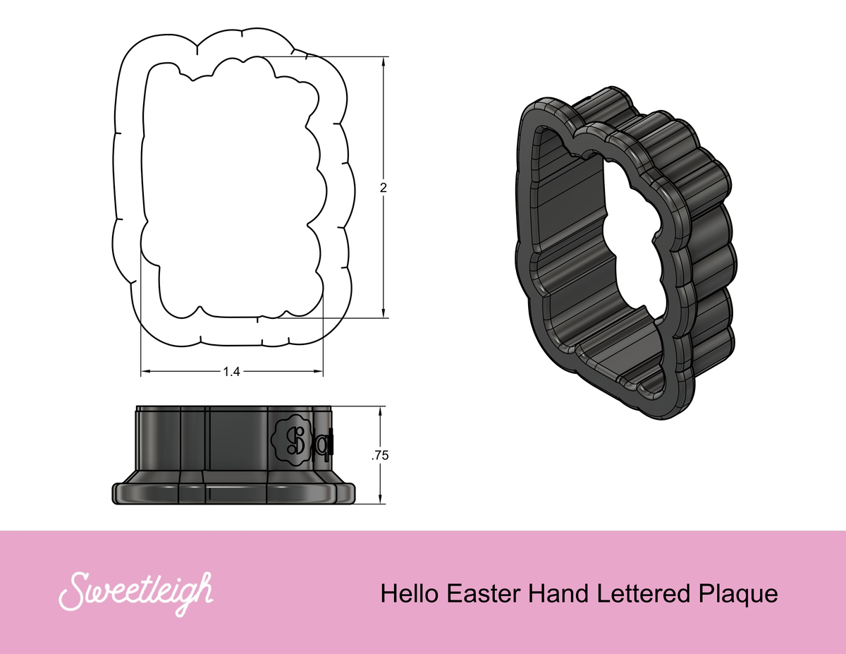 Hello Easter Hand Lettered Plaque Cookie Cutter