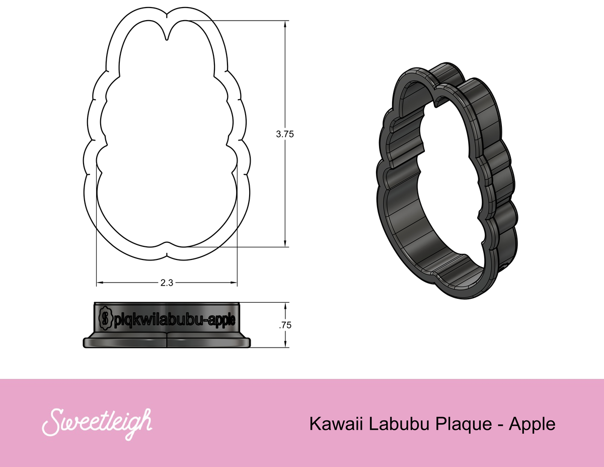 Kawaii Labubu Apple Plaque Cookie Cutter