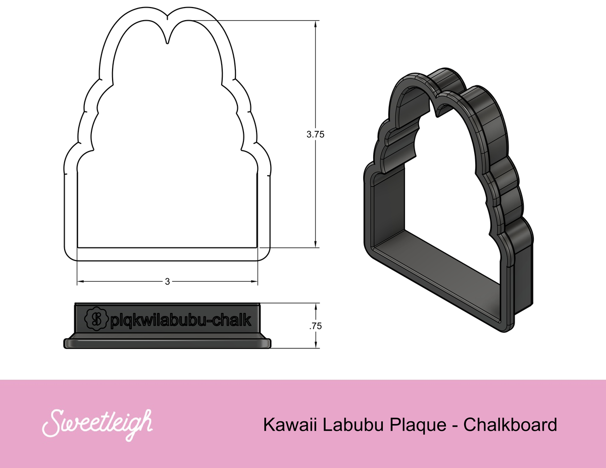 Kawaii Labubu Chalkboard Plaque Cookie Cutter