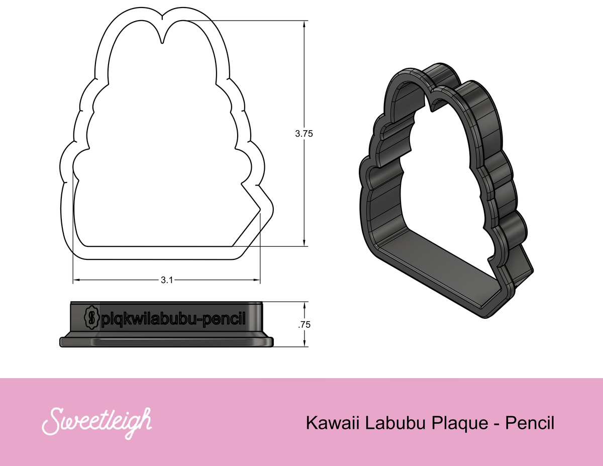Kawaii Labubu Pencil/Crayon Plaque Cookie Cutter