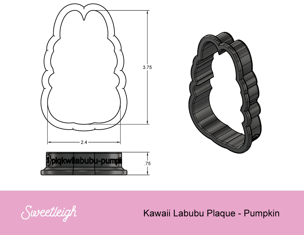 Kawaii Labubu Pumpkin Plaque Cookie Cutter