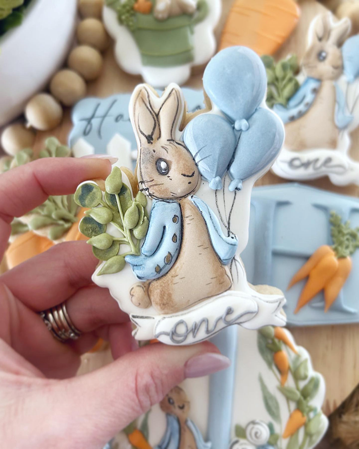 Rabbit with Balloons Plaque Cookie Cutter by MinnieCakes