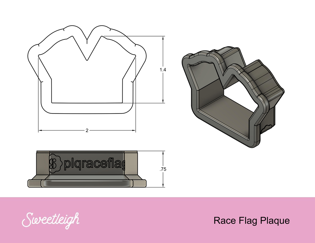 Double Wavy Race Flags Plaque Cookie Cutter