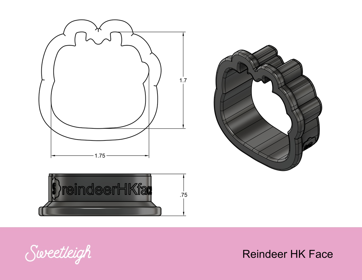 Reindeer Kitty Face Cookie Cutter