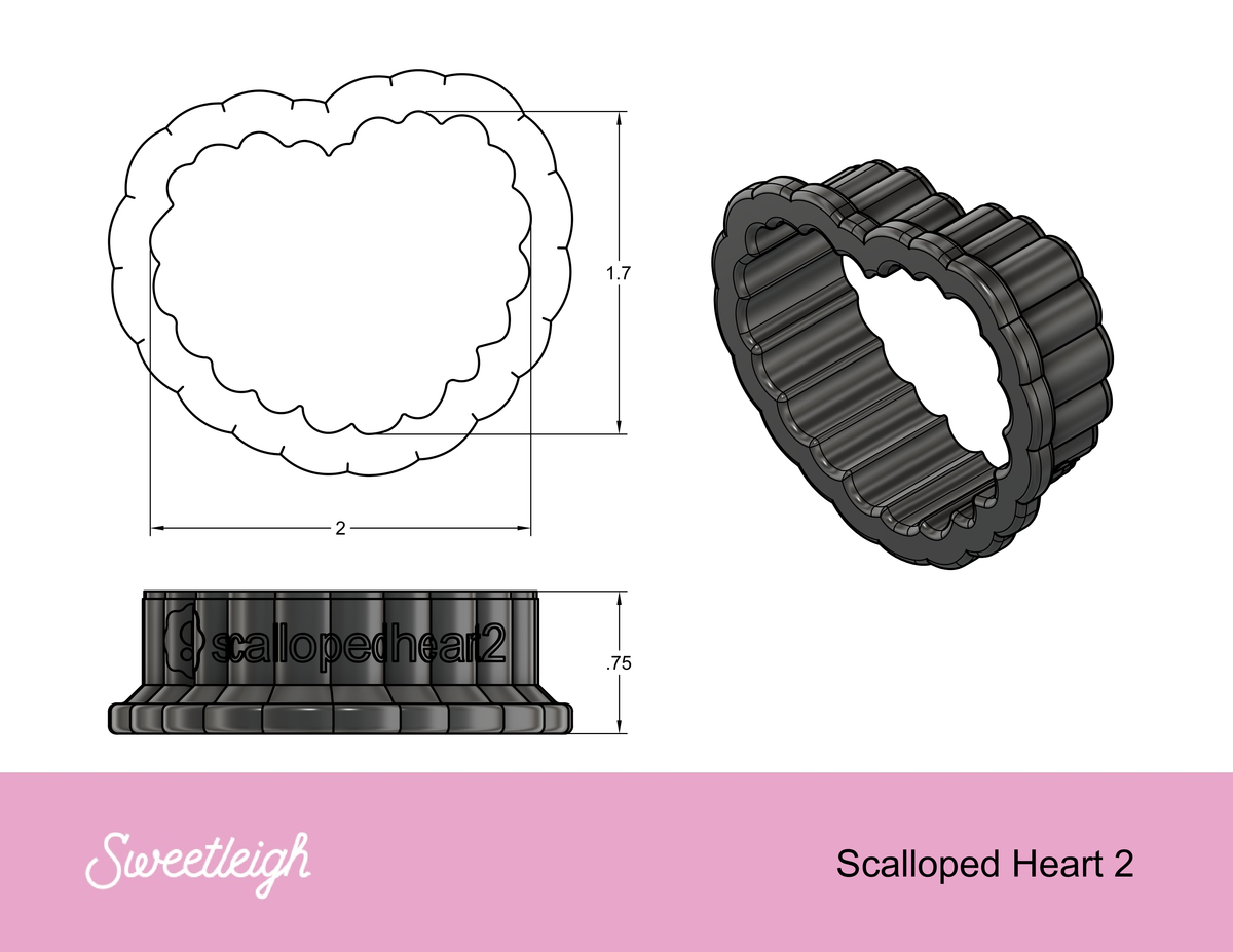 Scalloped Heart 2 Cookie Cutter