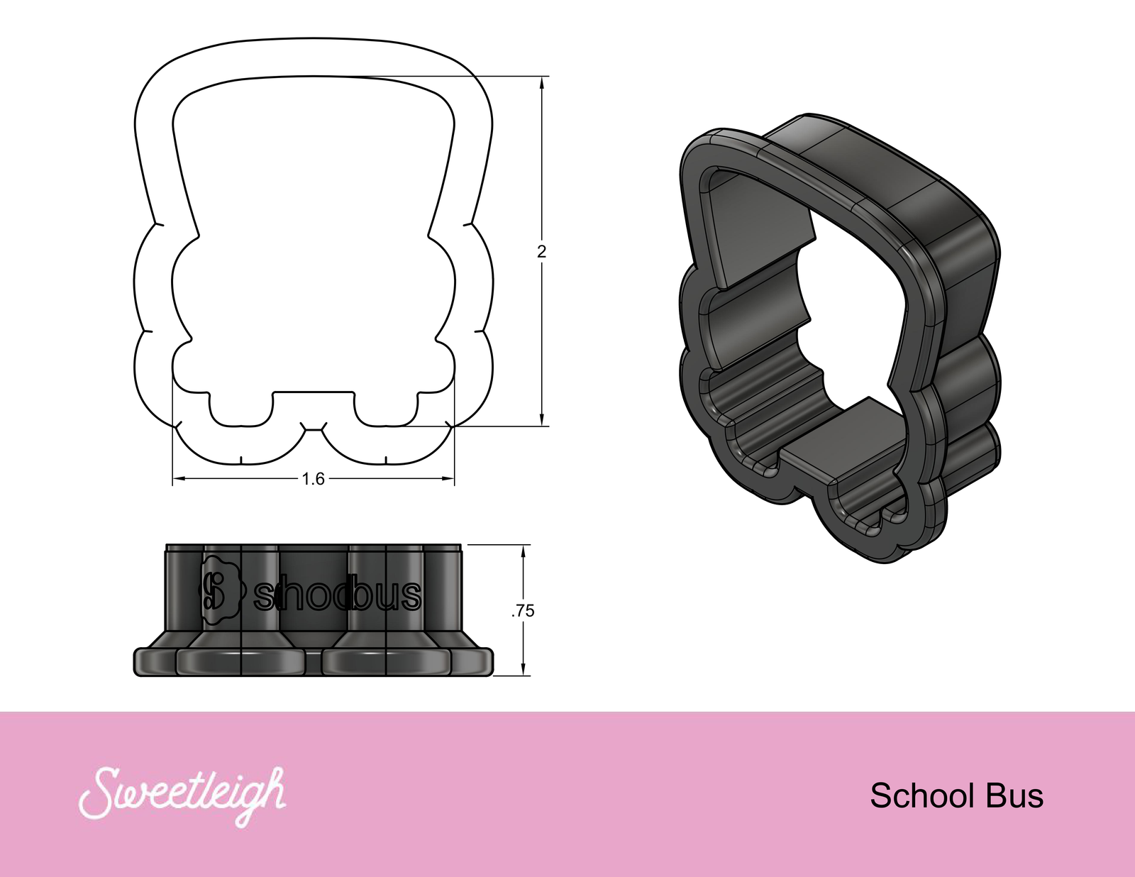 School Bus Cookie Cutter - Sweetleigh 
