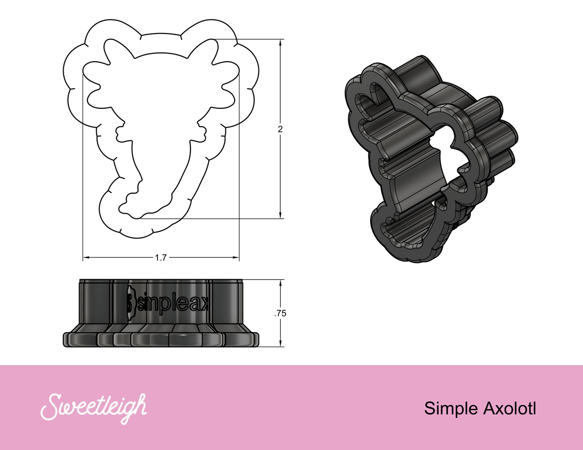 Simple Axolotl Cookie Cutter