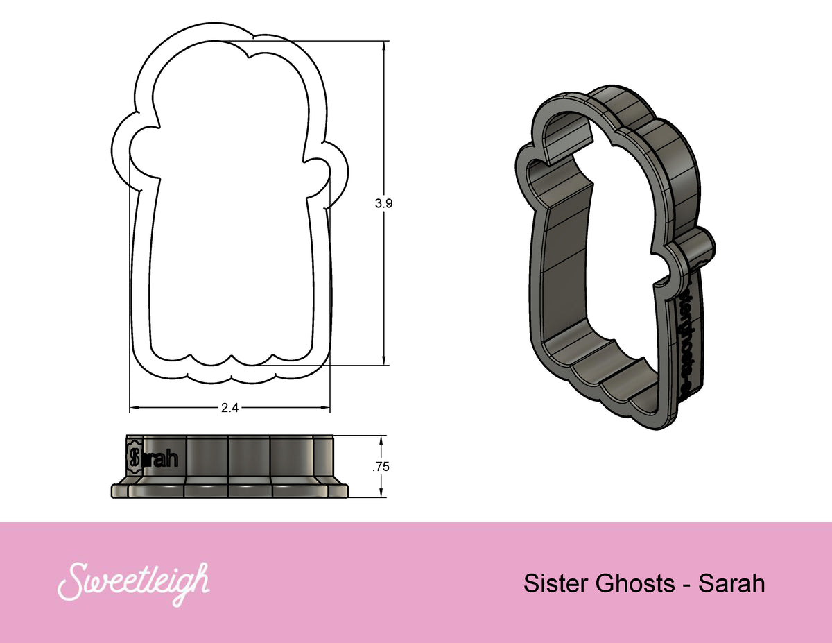 Witch Sister Ghosts set of 3 Cookie Cutters