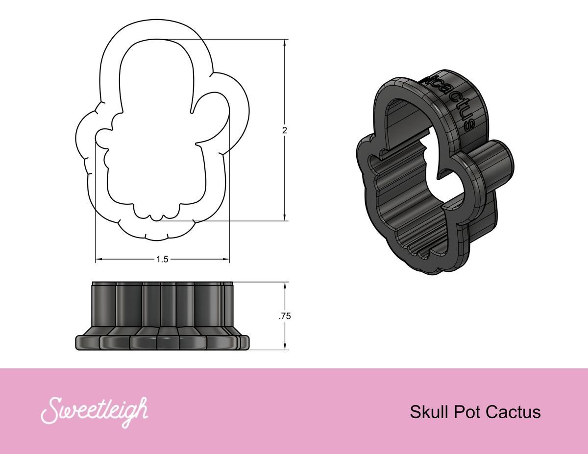 Skull Pot Cactus Cookie Cutter