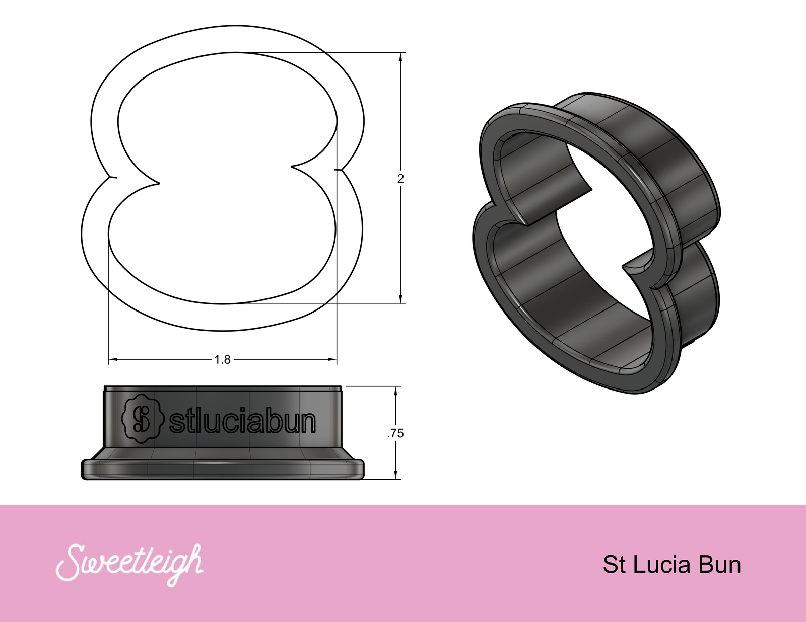 St. Lucia Buns Cookie Cutter - Sweetleigh 
