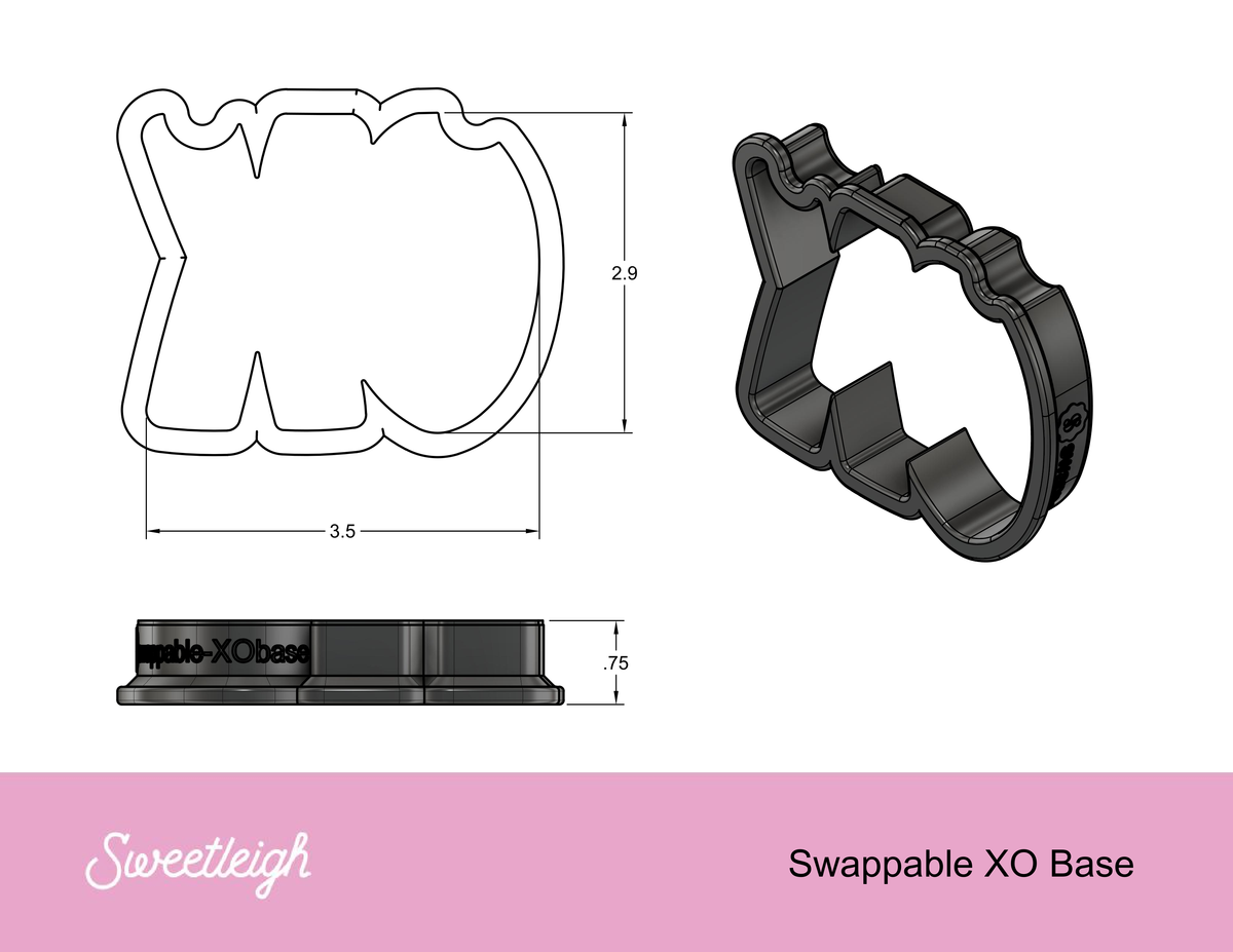 Sweetleigh Swappable XO Base Cookie Cutter