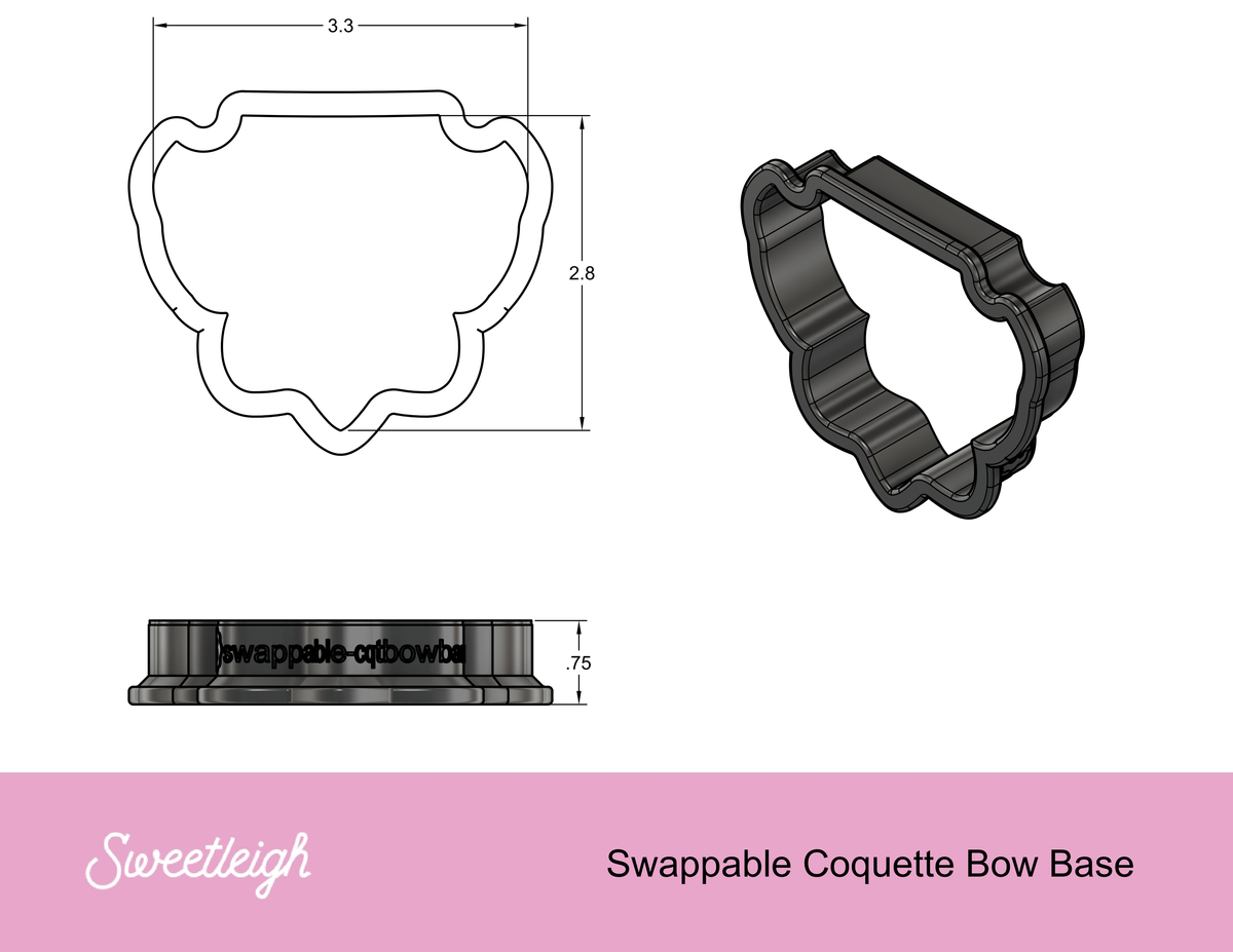 Sweetleigh Swappable Coquette Bow Base Cookie Cutter