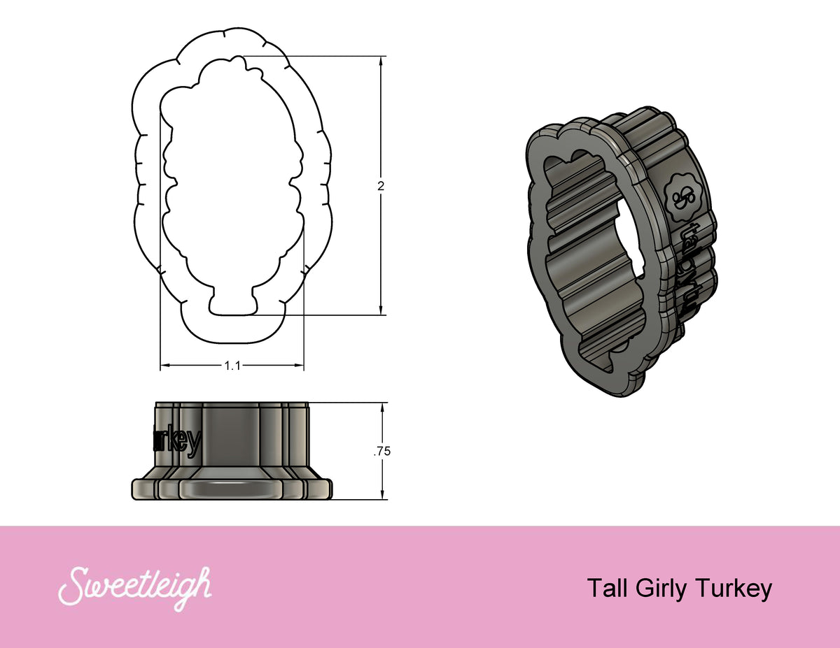 Tall Girly Turkey Cookie Cutter