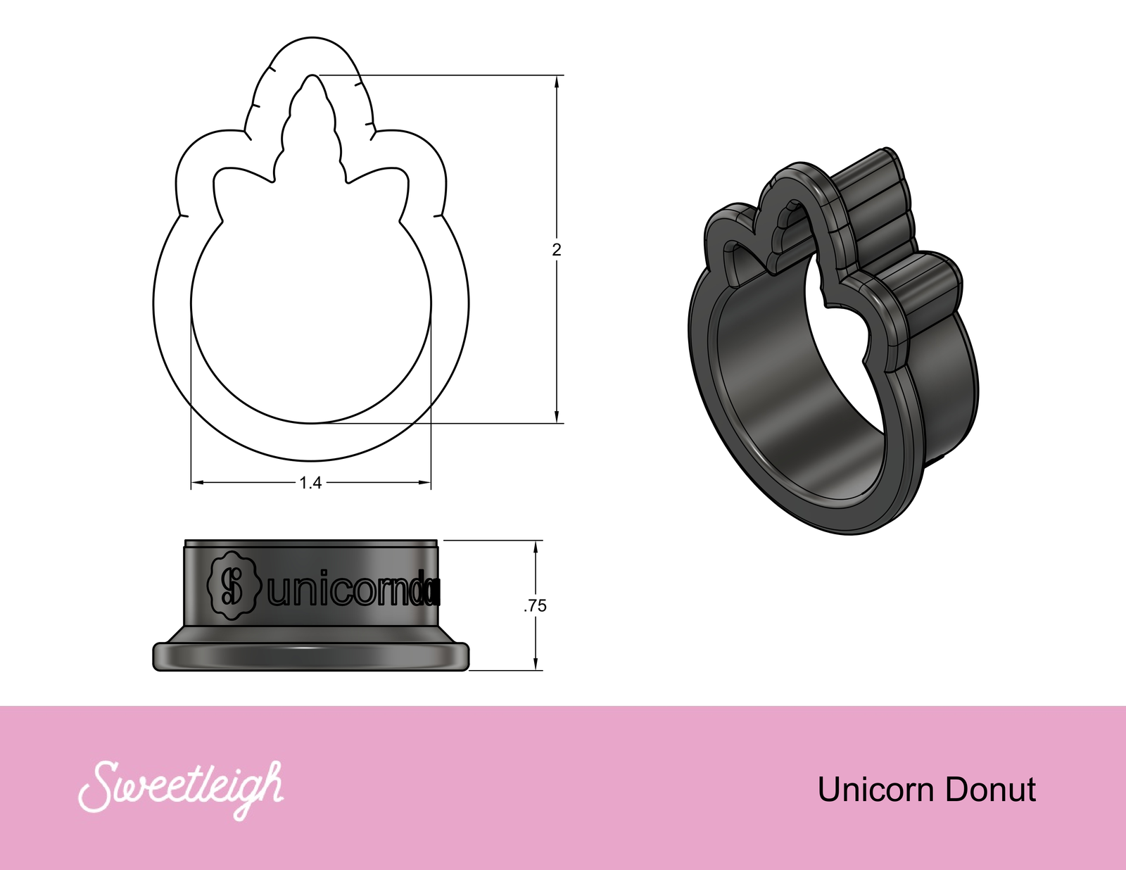 Unicorn Donut Cookie Cutter - Sweetleigh 