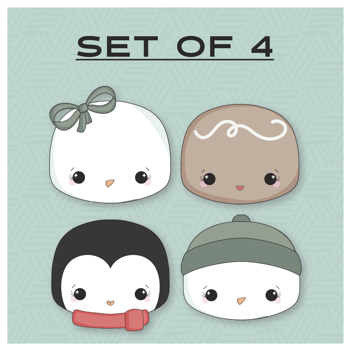 Winter Faces Set of 4 Cookie Cutters