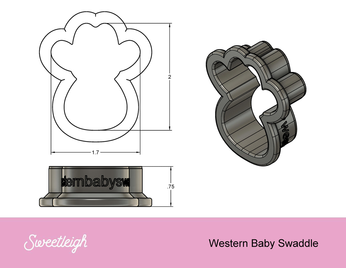 Western Baby Swaddle Cookie Cutter