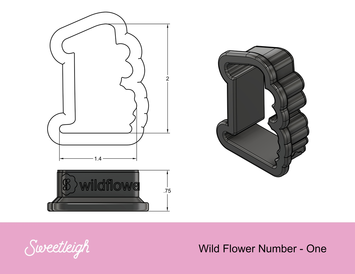 Wildflower Number One Cookie Cutter