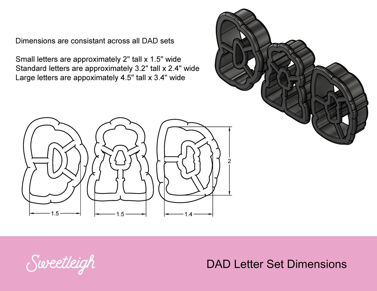 Grill/BBQ DAD Letter Cookie Cutter Set