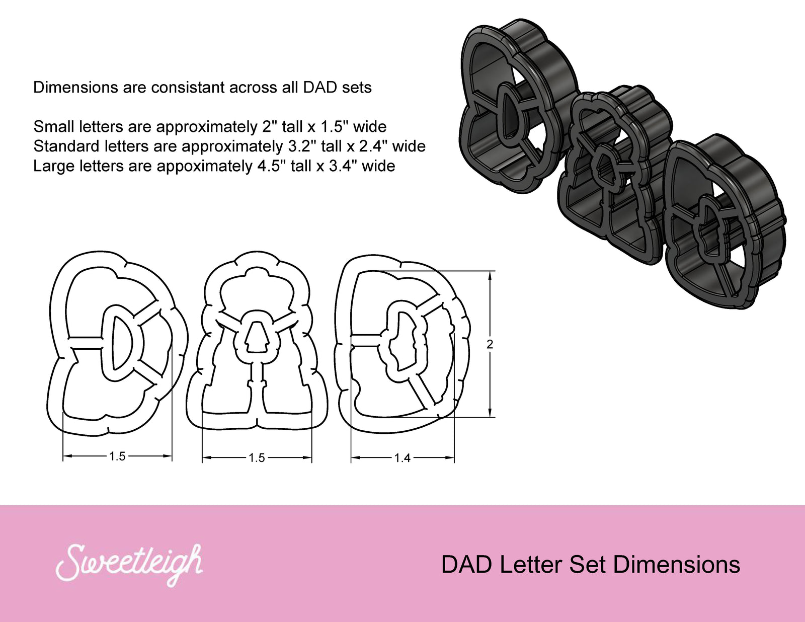 Grill/BBQ DAD Letter Cookie Cutter Set - Sweetleigh 