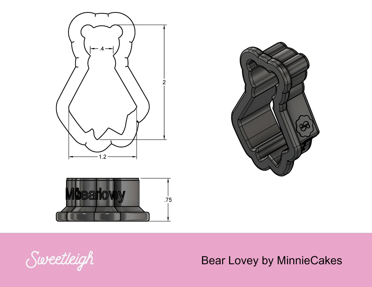 Bear Lovey Cookie Cutter by MinnieCakes