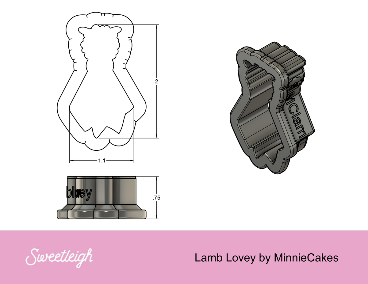 Lamb Lovey Cookie Cutter by MinnieCakes