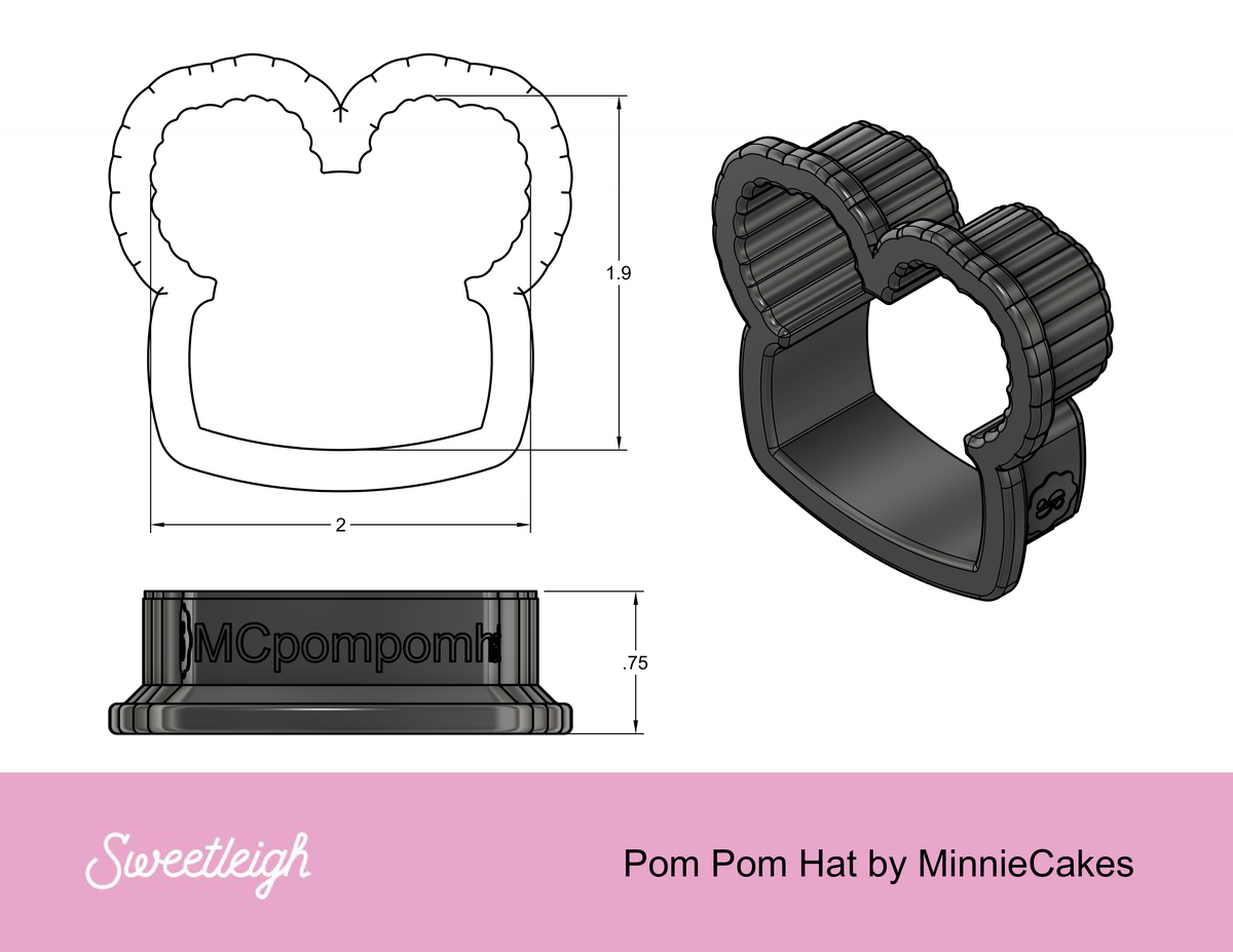 Pom Pom Hat Cookie Cutter by MinnieCakes
