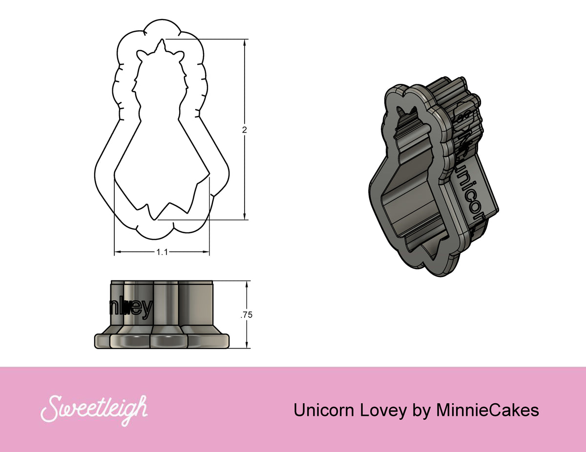 Unicorn Lovey Cookie Cutter by MinnieCakes