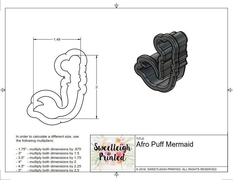 Afro Puff Mermaid Cookie Cutter - Sweetleigh 