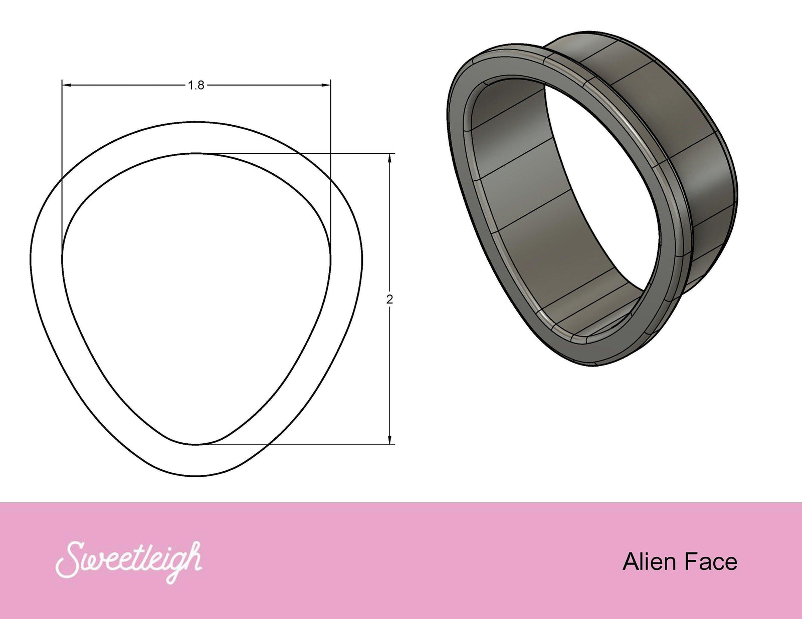 Alien Face Cookie Cutter - Sweetleigh 