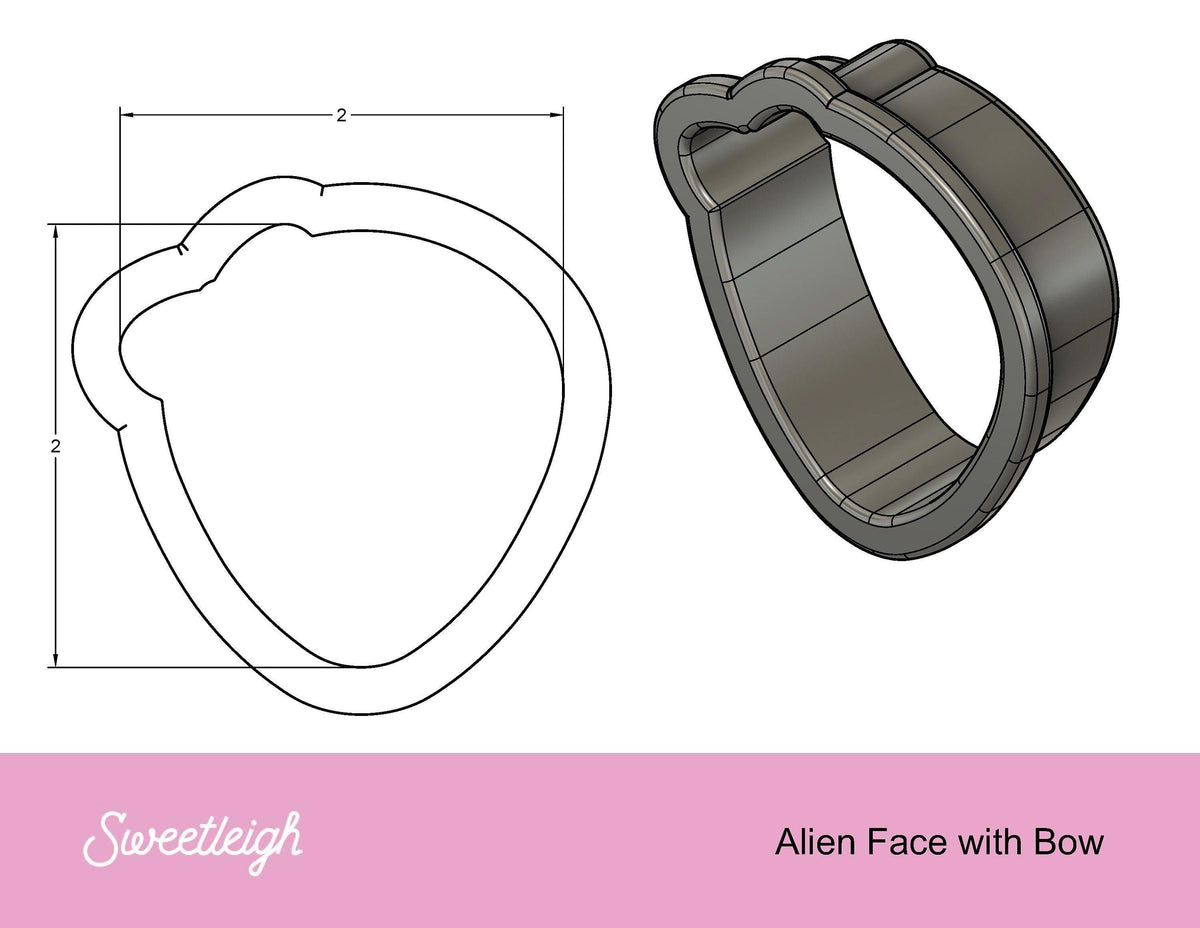 Alien Face with Bow Cookie Cutter - Sweetleigh 