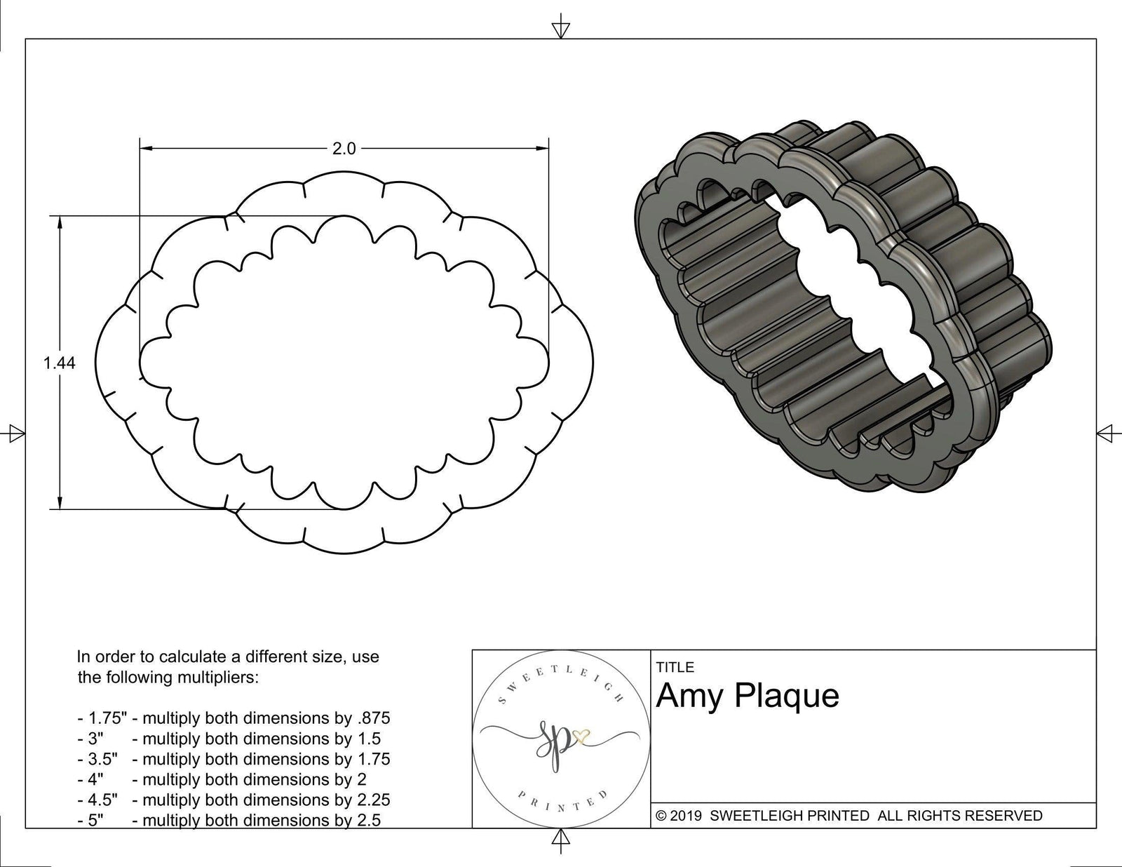 Amy Plaque Cookie Cutter - Sweetleigh 