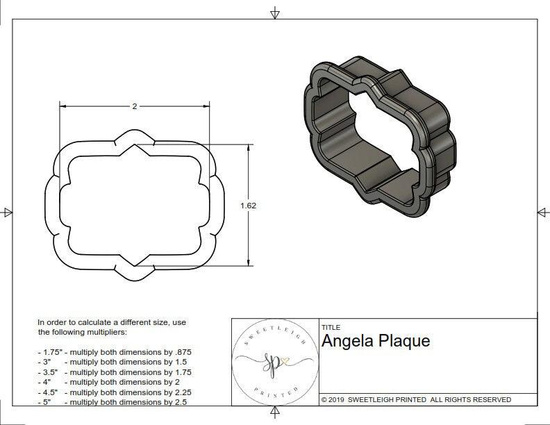Angela Plaque Cookie Cutter - Sweetleigh 